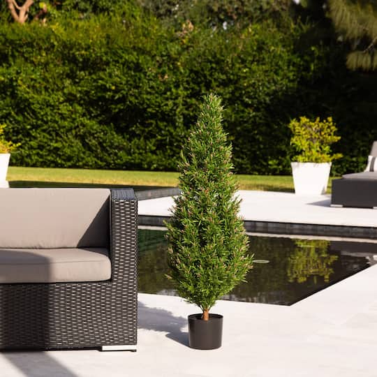 4ft. Potted UV Resistant Rosemary Cone Topiary Tree